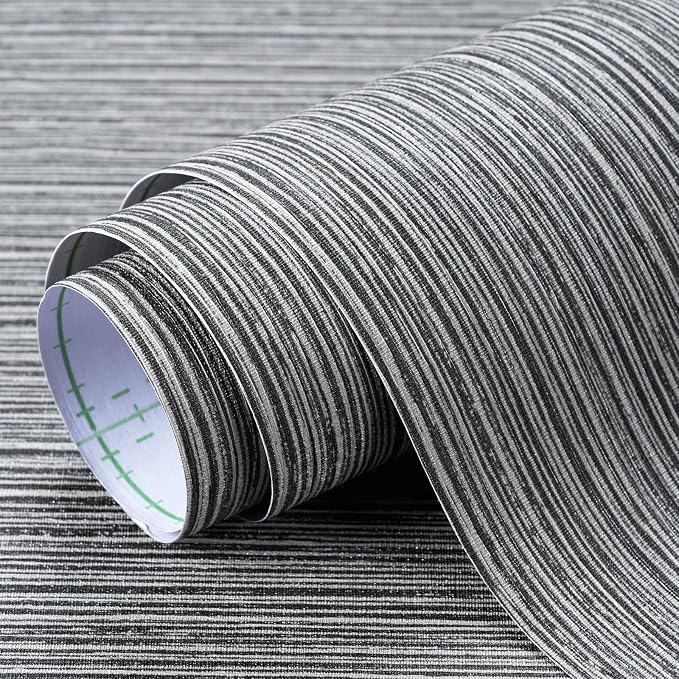 Grasscloth Textured Wallpaper Dark Gray Linen Thick 24" X 394" Fabric Contact - Image 3