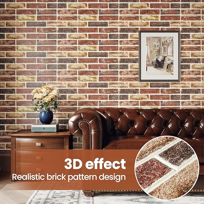 20 PCS 3D Wall Panels Brick Peel and Stick 26.7"x13.4" - Image 4