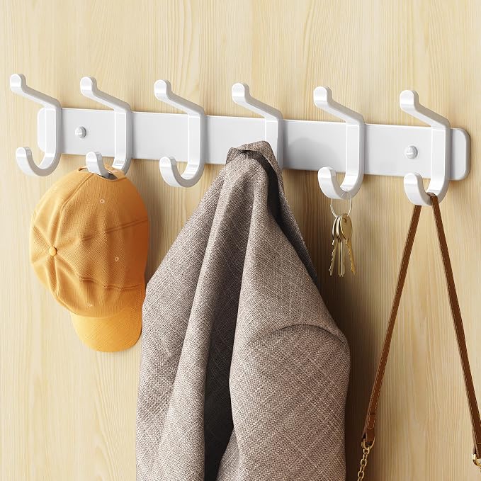 pickpiff Coat Rack Wall Mounted Heavy-Duty: Metal Coat Hanger 6 Hooks - Image 9