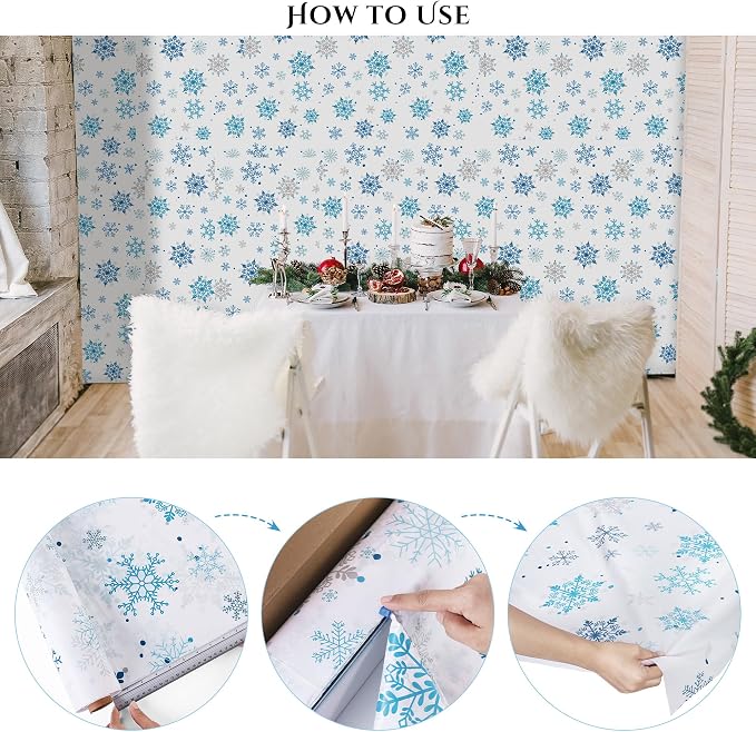 Kochorie 100 Ft x 54 Inch Christmas Snowflake Printed Tablecloth Roll - Image 3