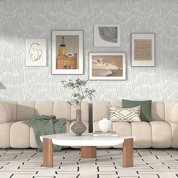 Theper Green Wallpaper 17.3"×590" Modern Striped Wallpaper Peel and Stick Boho - Image 2