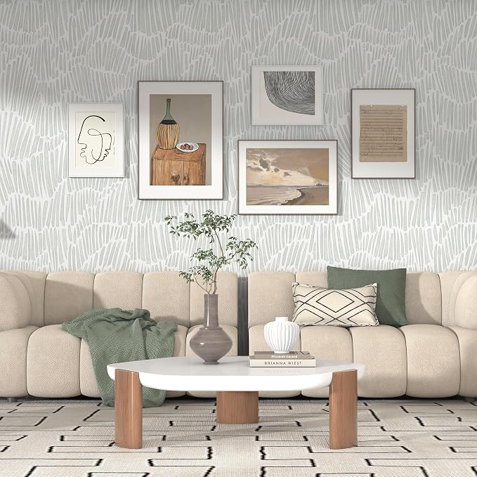 Theper Green Wallpaper Peel and Stick Wallpaper Boho 17.3"×275" Modern Striped - Image 2