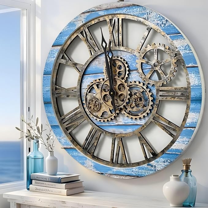 ImprovingLife The Gears Clock The Original Real Moving Gear Wall Clock Vintage by THEGEARSCLOCK