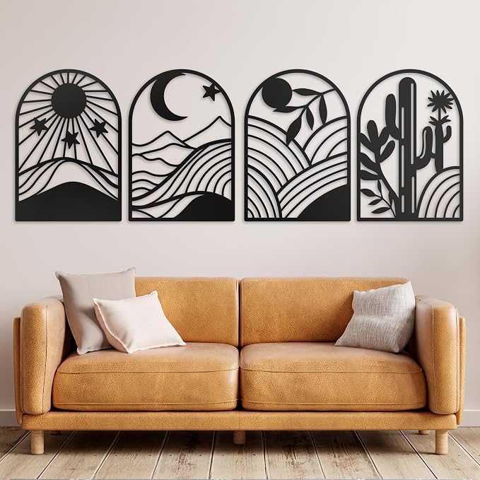 GALLERY GRACE Metal Wall Art Decor – 11" x 16", Office – Boho Minimalist Black by GALLERYGRACE