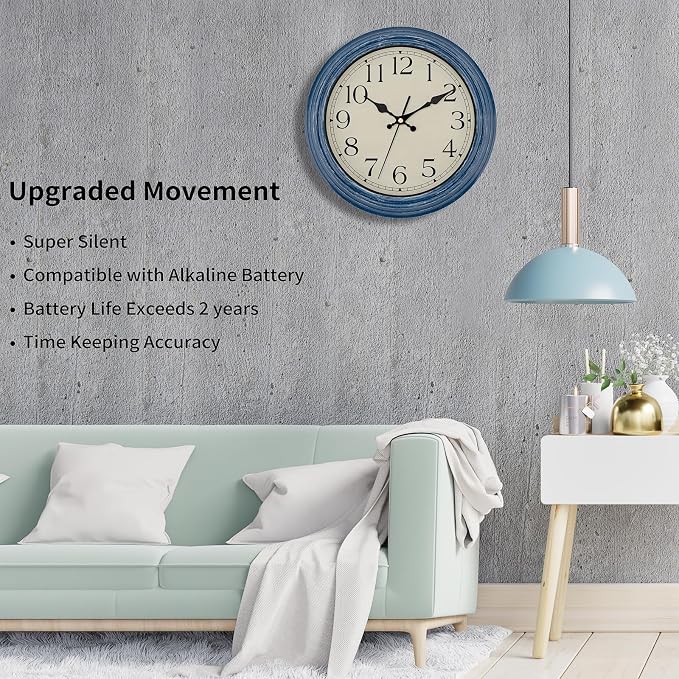 Foxtop 12 Inch Wall Clocks Battery Operated Silent Non-Ticking Classic Vintage - Image 3