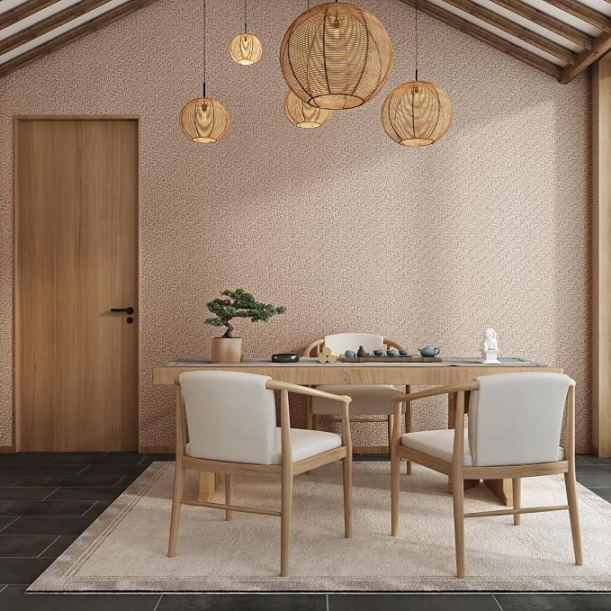 Haimin Fabric Wallpaper Textured Contact Paper Grasscloth Wallpaper Peel and - Image 6