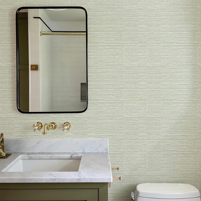 Simon&Siff Textured Grasscloth Peel and Stick Wallpaper 17.7"x118" Neutral Faux - Image 6