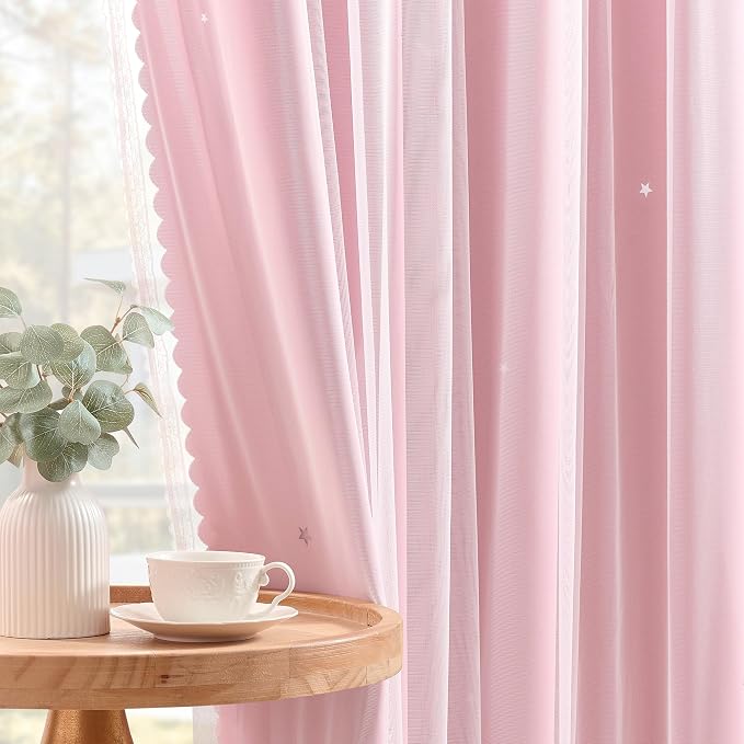 XiDi Light Pink Curtains for Bedroom, Girls Room Blackout Curtains, Kids Room by Addsomecolortolife