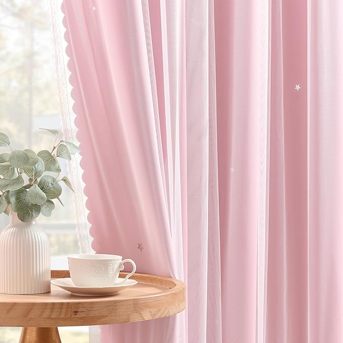 XiDi Pink Curtains for Bedroom, Girls Room Blackout Curtains, Kids Room - Image 7
