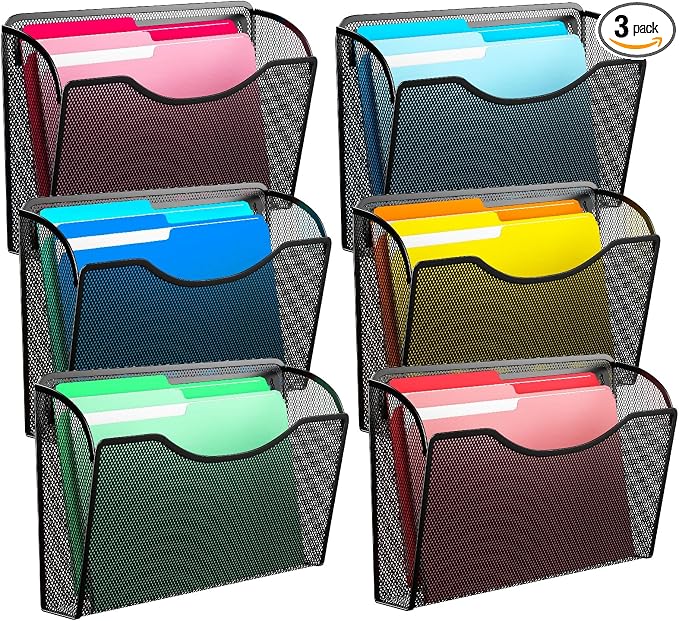 MINDEPOT Wall File Organizer, Hanging Wall Mounted File Folder Binder Holder by MINDEPOT