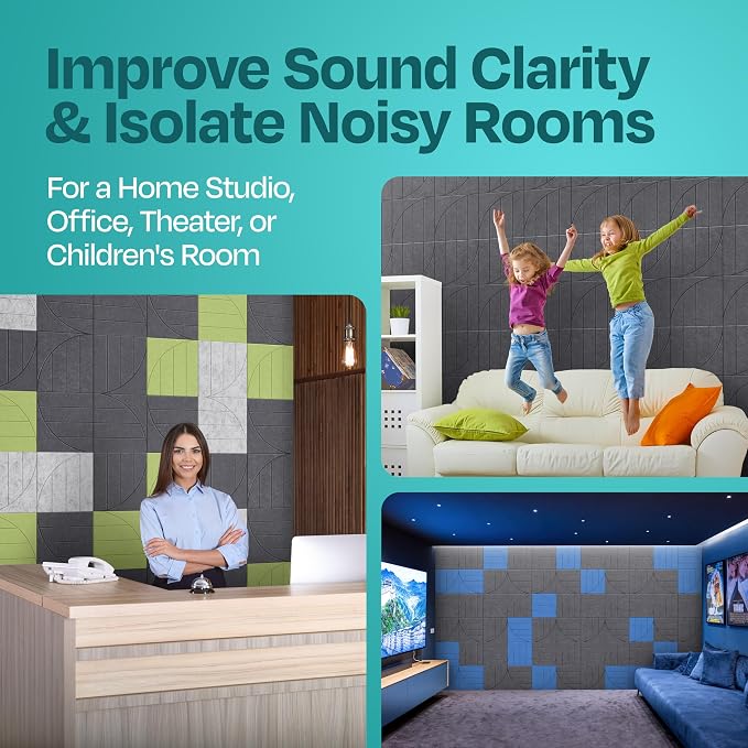 Acoustic Panels 12-Pack Soundproof Wall Panels 12"x12"x0.4" Decorative Sound - Image 7