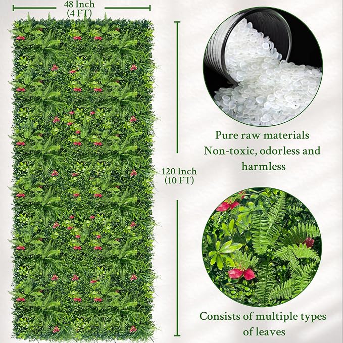 ODTORY Artificial Grass Wall Backdrop Panels Roll: 48X120 in UV-Anti Greenery - Image 2