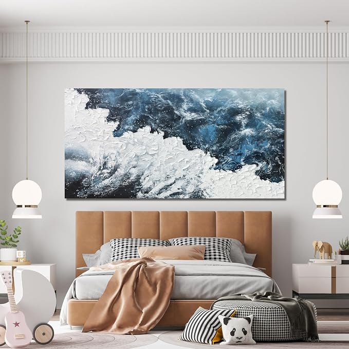Canvas Wall Art Decor Large Blue White Wall Art Prints Abstract Canvas Wall - Image 2