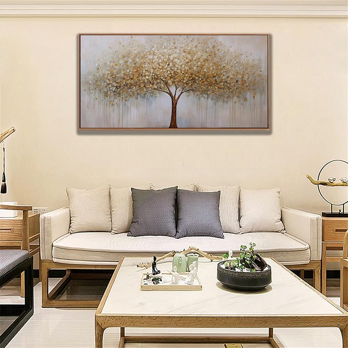 Wall Art Gold Abstract Tree of Life Framed Modern Artwork Canvas Painting - Image 7