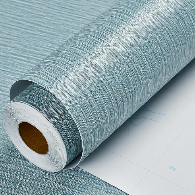 Haimin Grasscloth Wallpaper Peel and Stick 20.9in X 393in Fabric Contact Paper by HaiminHomeDecorWallpaper