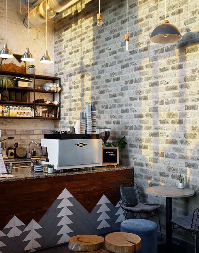 Guvana 17.3"×590" Brick Peel and Stick Wallpaper Grey Brown 3D Self Adhesive - Image 2
