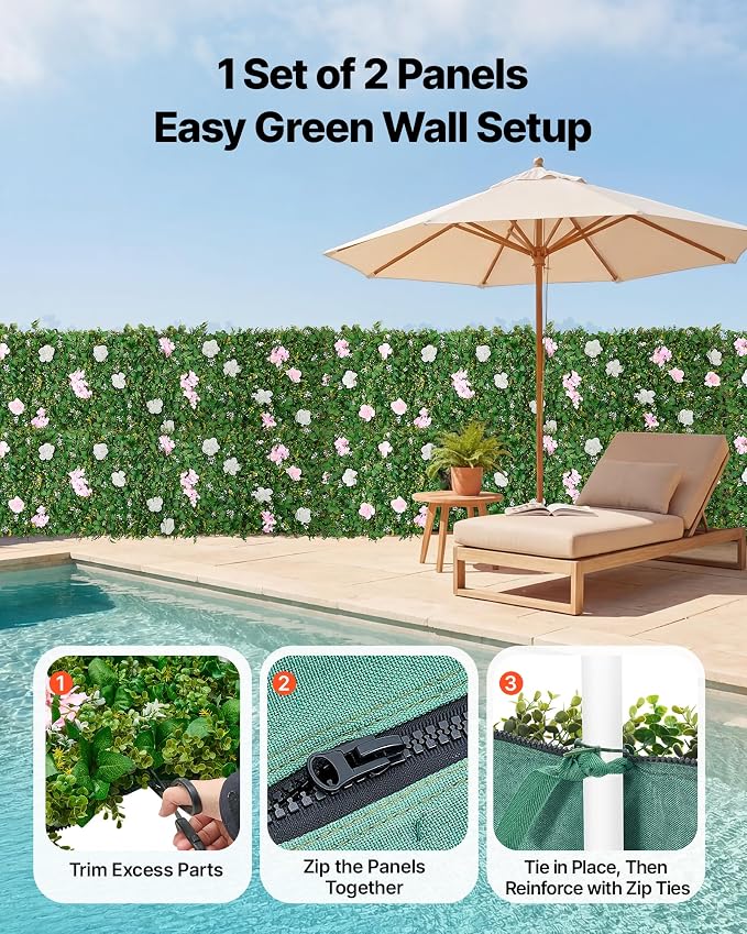 VEVOR Artificial Luxury‌ Flower Wall Backdrop, Each Panel 2 x 8 ft, Gorgeous 3D - Image 4