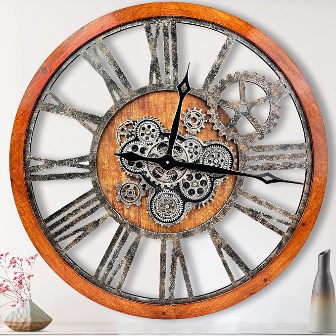 The B-Style 36" Large Moving Gear Wall Clock Oversized Vintage Farmhouse Wall by TheB-StyleTB