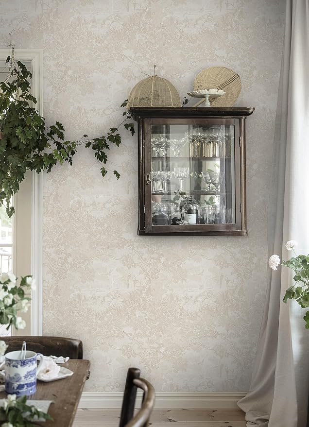 Heroad Peel and Stick Wallpaper Beige Neutral Vintage Forest Animals Floral - Image 9