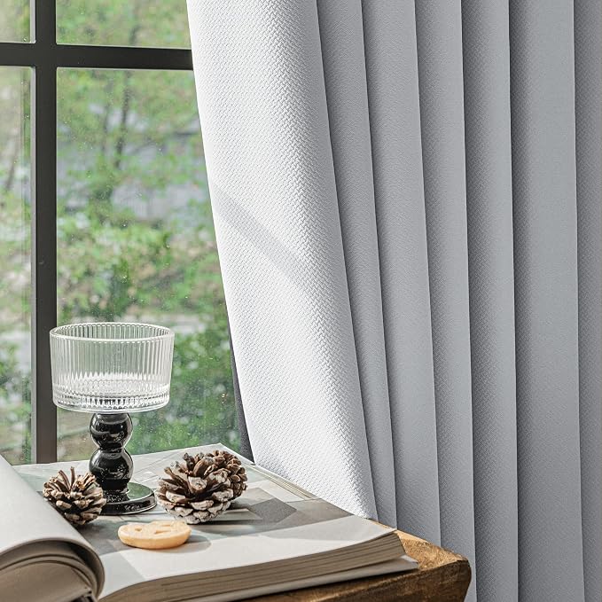 FMFUNCTEX 100% Light Grey Blackout Curtains - Image 7