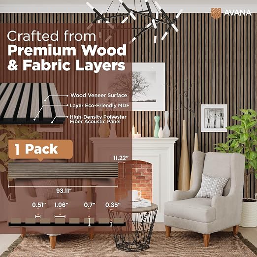 Avana Modern Acoustic Wood Wall Panels –93.2x11.25 Inch Panels – Fits 94x12 - Image 4