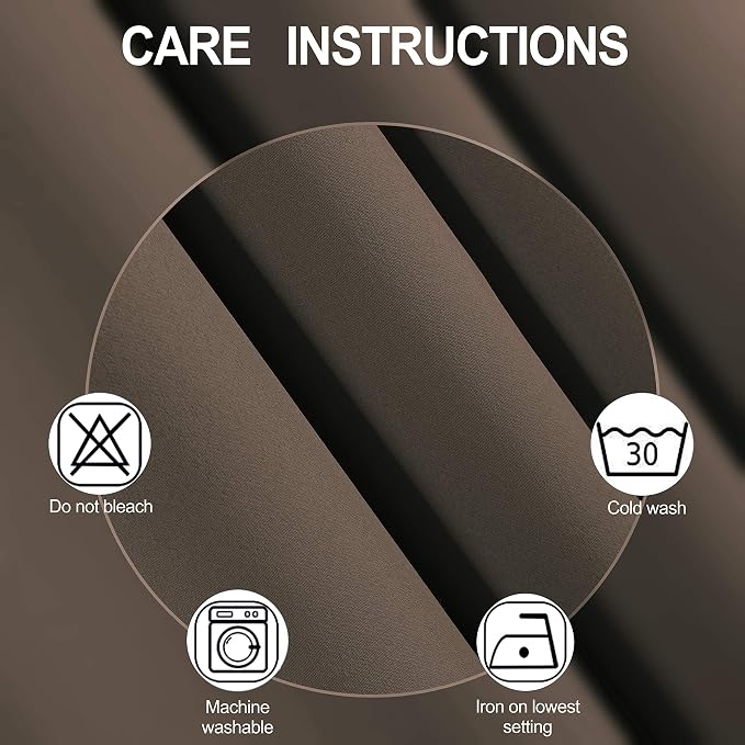 LEMOMO Chocolate Brown Blackout Curtains 40 x 63 Inch Length/Set of 2 Curtain - Image 4