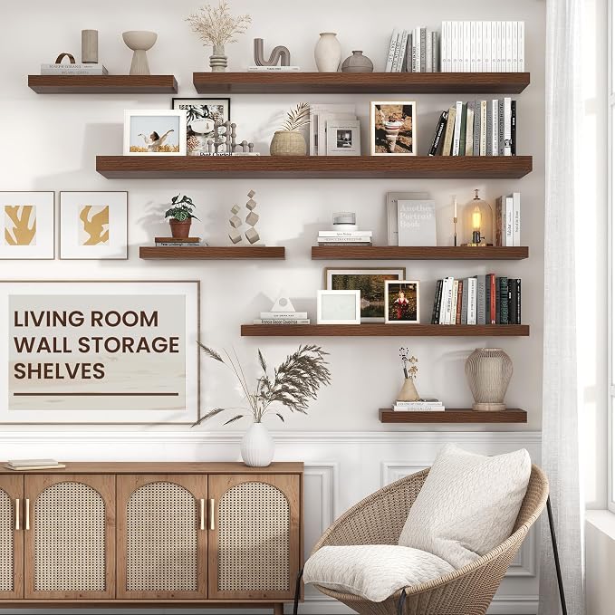 Floating Shelves for Wall 55 inch Long, Engineered Wood Large Wall Shelves - Image 2