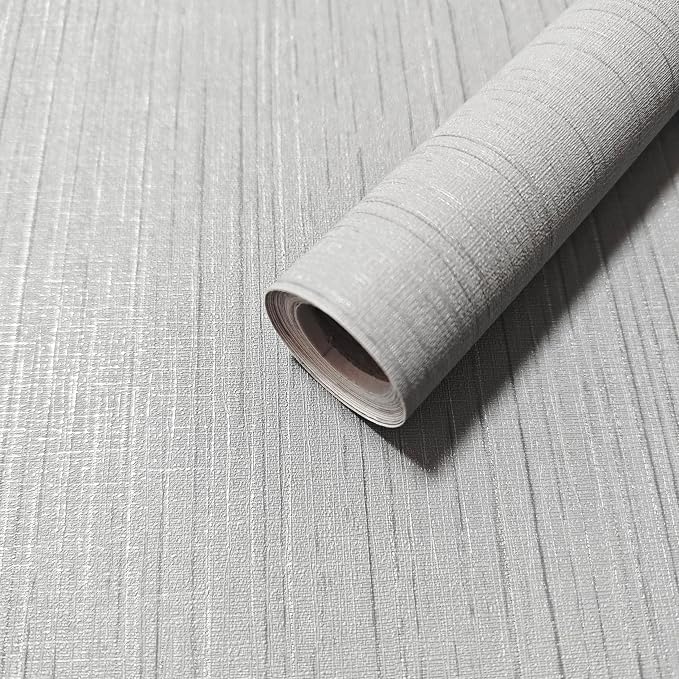 Dviolet 15.7in x 393in Grey Grasscloth Textured Fabric Removable Wallpaper by Dviolet
