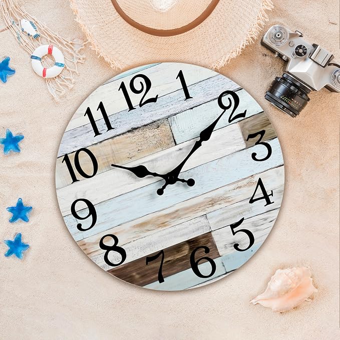 KECYET Wall Clock Battery Operated 10 Inch Silent Non-Ticking Coastal Country - Image 4