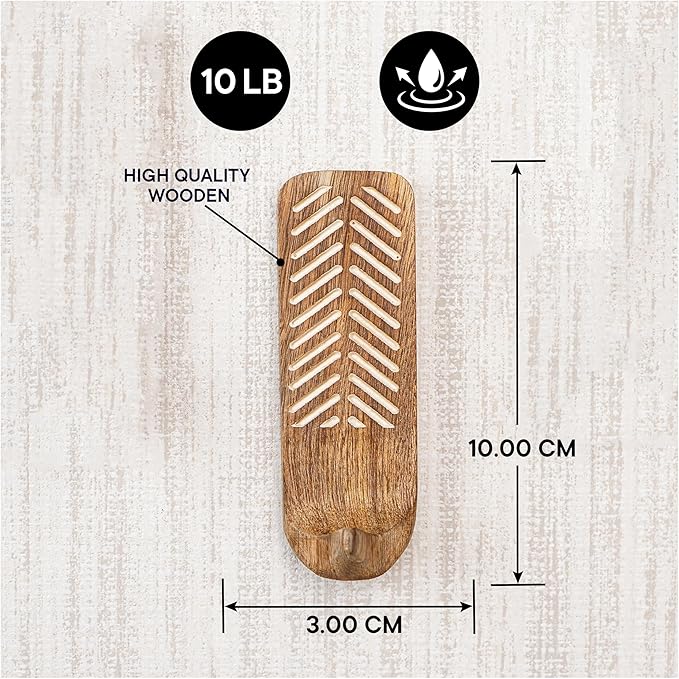 Indian Shelf 10 LB Decorative Wood Adhesive Wall Hooks–Boho Peel and Stick Hooks - Image 4