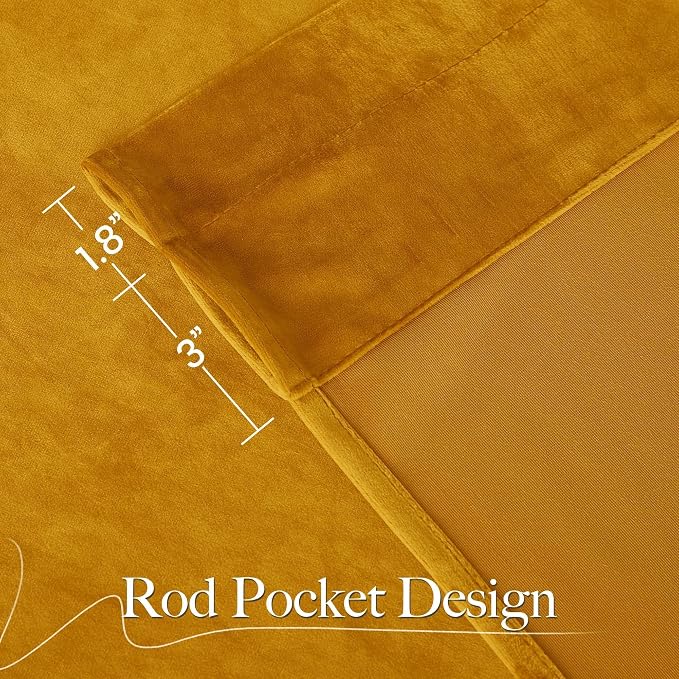 NICETOWN Yellowish Gold Velvet Curtains 108 inches Long, Bedroom Velvet Window - Image 6