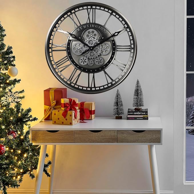 CLXEAST 21 Inch Modern Moving Gears Wall Clock - Image 5