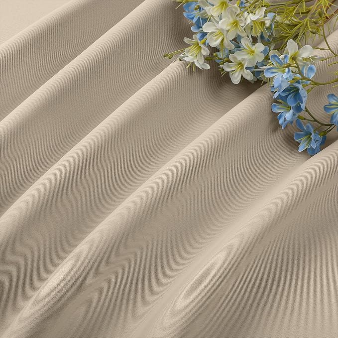 CUCRAF Light Beige Blackout Curtains 63 inch Length 2 Panels Set, Rod Pocket - Image 7