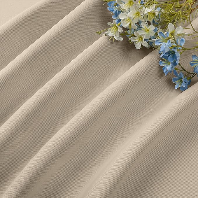 CUCRAF Light Beige Blackout Curtains 96 inch Length 2 Panels Set, Rod Pocket - Image 7