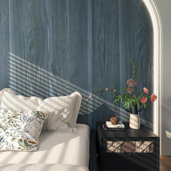 Peacock Blue Wallpaper Wood Grain Contact Paper - Image 6