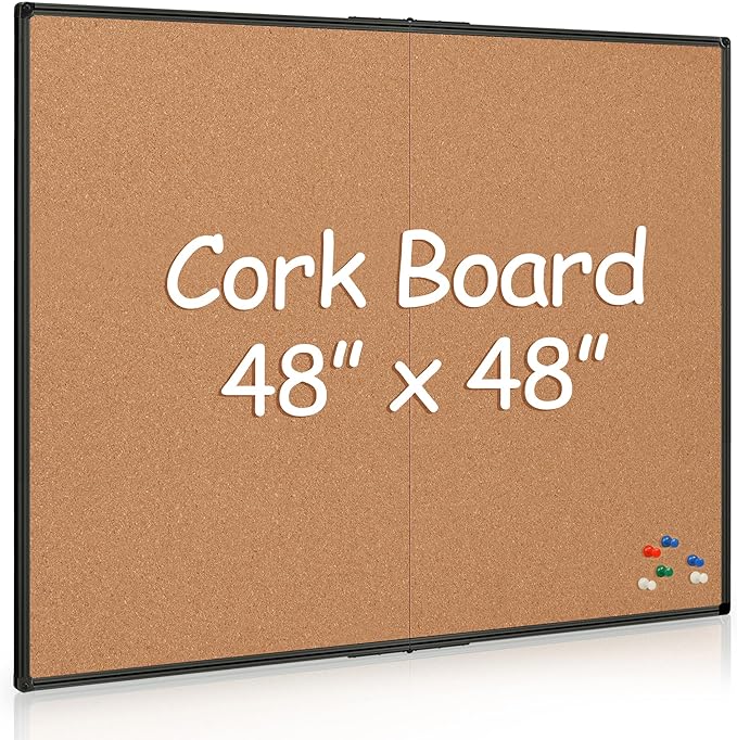 Extra Large Cork Bulletin Board 48" X 48", Foldable Notice Pin Board by Justdowhatyouwanttodo