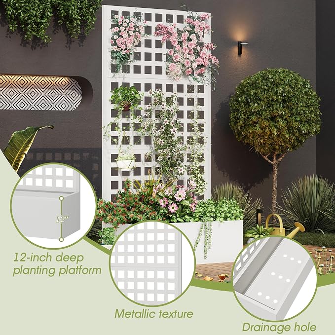 Metal Planter Box with Trellis, Planter Box Trellis with Privacy Screen and - Image 3