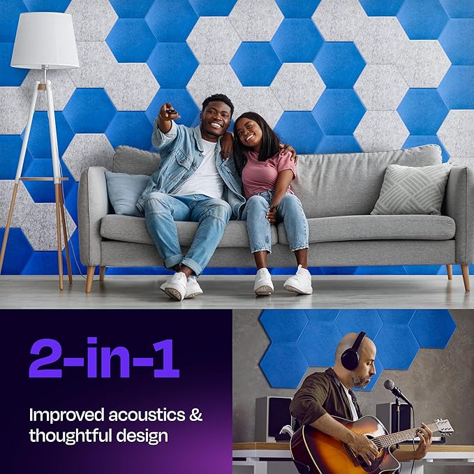 Acoustic Panels 12-Pack Soundproof Wall Panels 12"X10.4"X0.4" Sound Panels High - Image 2