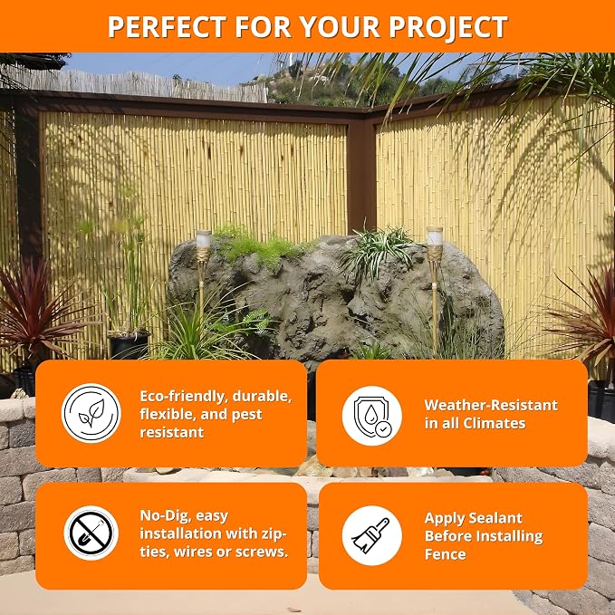 FOREVER BAMBOO Natural Bamboo Fencing Decorative Rolled Fence Panel 0.75 in D x - Image 16