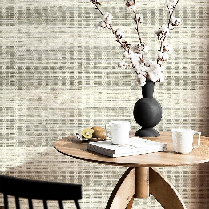 Simon&Siff Cream Textured Grasscloth Peel and Stick Wallpaper 17.7"x394" - Image 7