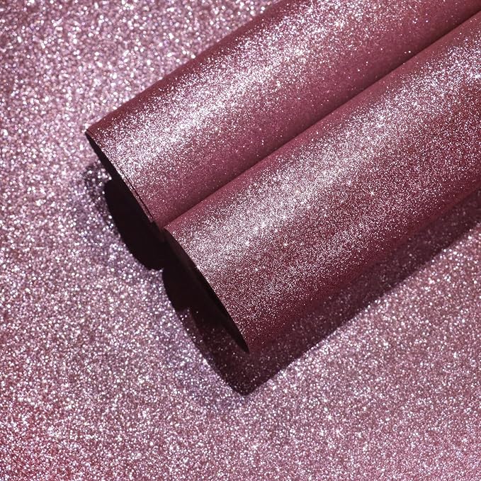 CHIHUT Pink Glitter Wallpaper Stick and Peel 15.7''x100'' Sparkle Glitter by CHIHUT