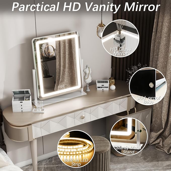 FENNIO Vanity Mirror with Lights 22 Inch- LED Lighted Makeup Mirror, Large - Image 6