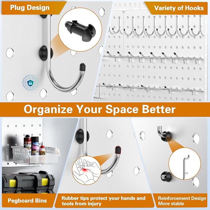 Peg Board, 6 Pack 16'' x 12'' White Pegboard Panels - Image 6
