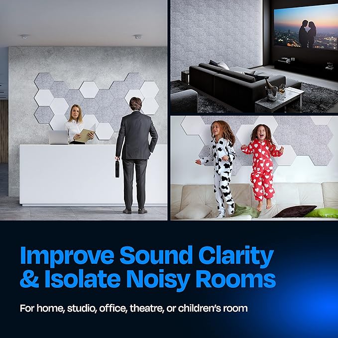 Acoustic Panels 12-Pack Soundproof Wall Panels 14"X12.1"X0.4" Sound Panels High - Image 4