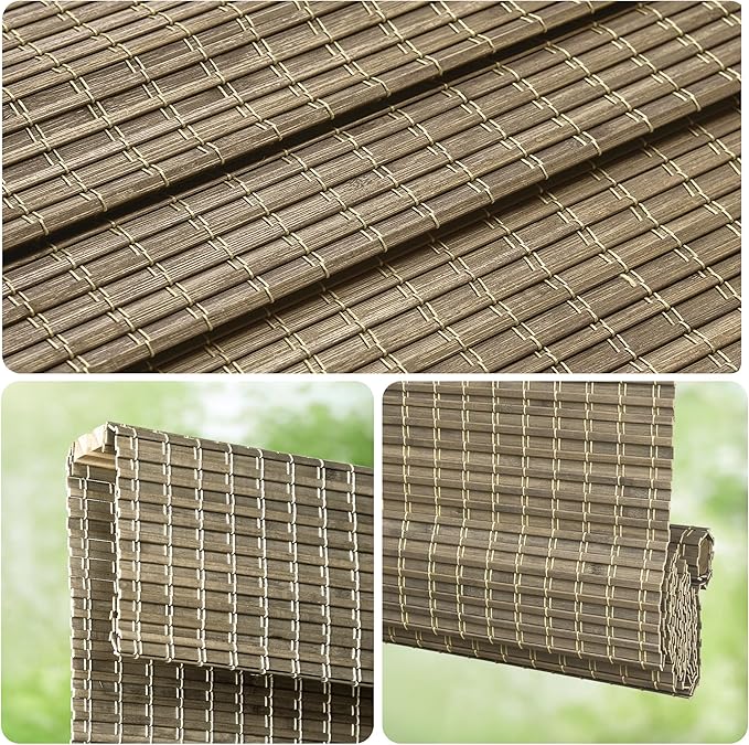 LazBlinds Cordless Bamboo Roman Shades, Privacy Blinds - Image 3