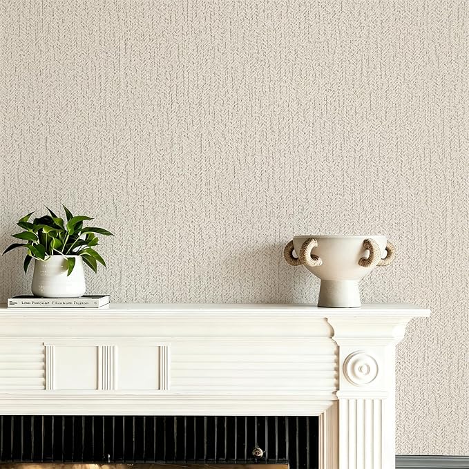 Grasscloth Peel and Stick Wallpaper Gray Faux Linen Contact Paper 15.7inch x - Image 6