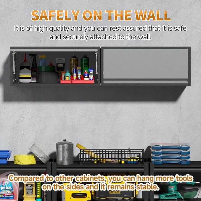 Metal Garage Wall Cabinet with Up-Flip Door, Wall-Mounted Steel Storage Cabinet - Image 7