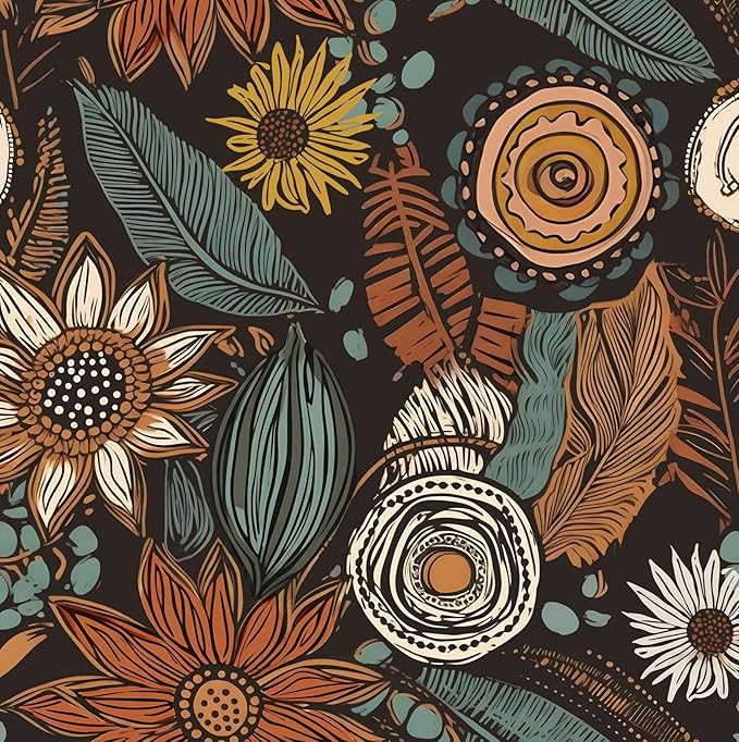 Boho Floral Wallpaper Peel and Stick, Vintage Botanical Contact Paper 17.5" x by Laatse
