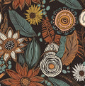 Rustic Boho Wallpaper Peel and Stick, Vintage Dark Brown Floral Contact Paper by Laatse