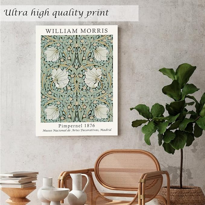 Induslyfe Large Framed Flower Wall Art Canvas Decor Set of 3, William Morris - Image 8